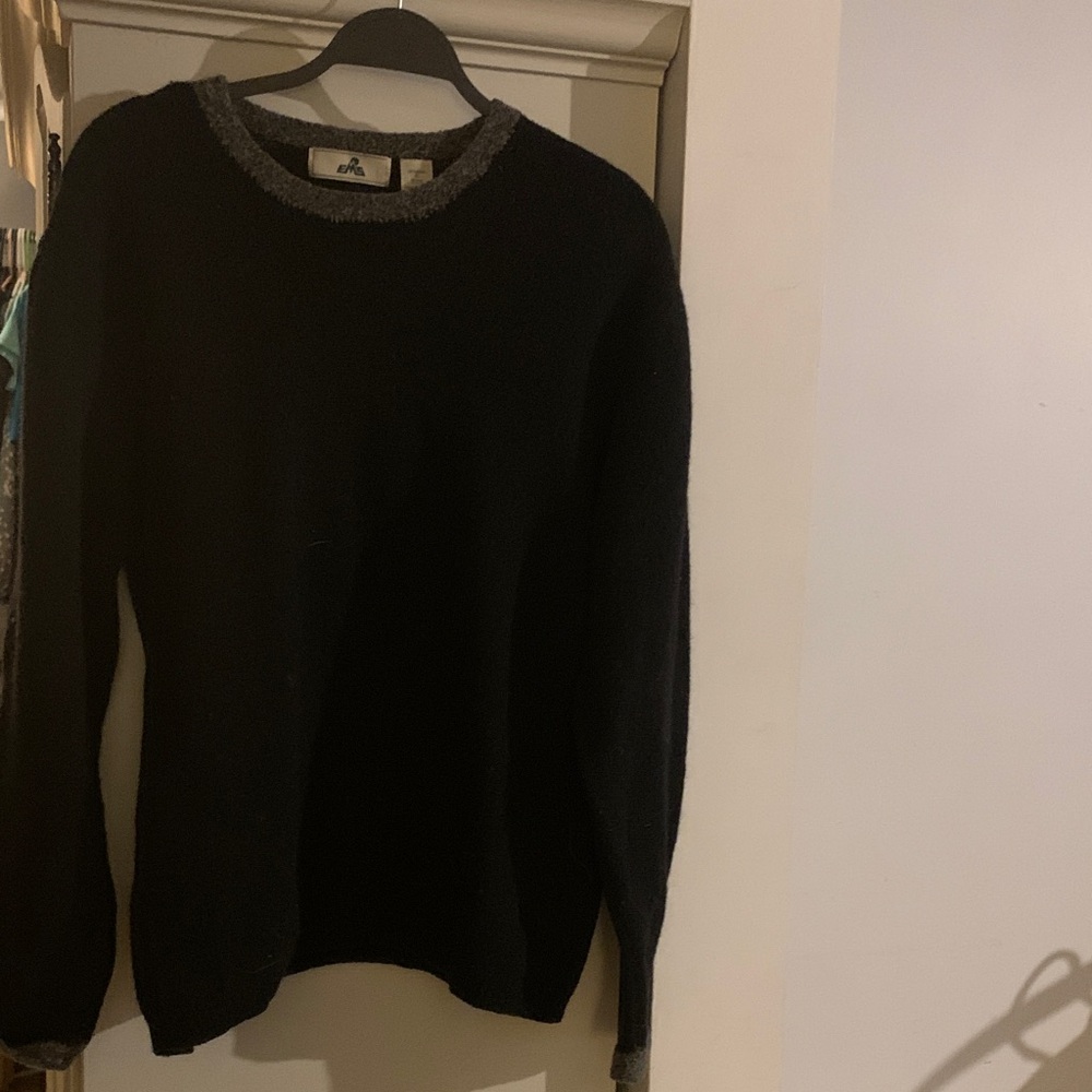 EMS Black Crewneck Sweater with Gray Trim